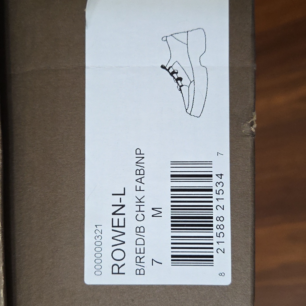 LINEA PAOLO ROWEN SLIP ON PLATFORM SNEAKERS RED BLACK WHITE PLAID NEW IN BOX 7 - Picture 4 of 12